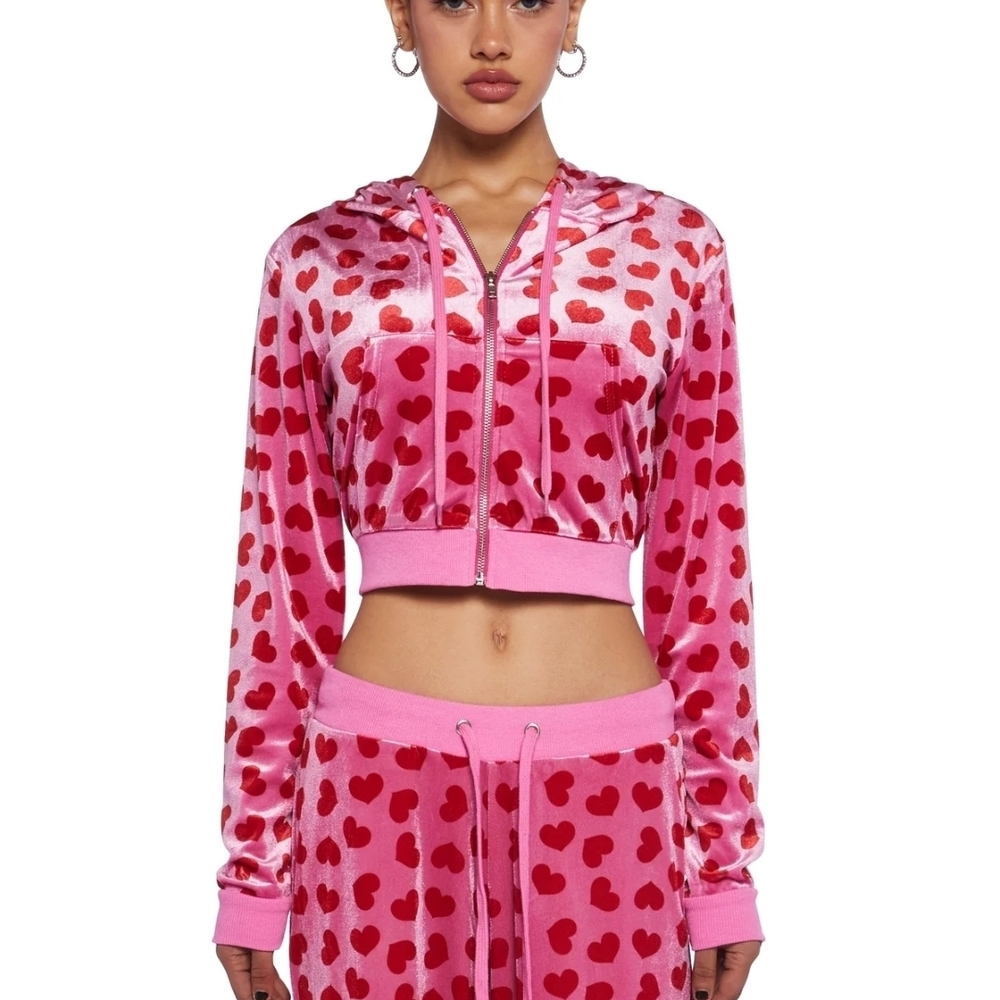 Sugar Thrillz Pink and Red Heart Hoodie